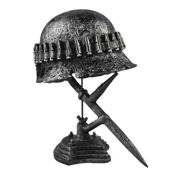Lámpara de Mesa de Guerra, Estatua Hecha con Casco y Bayoneta de Soldado de La Segunda Guerra Mundial para Entusiastas Militares.