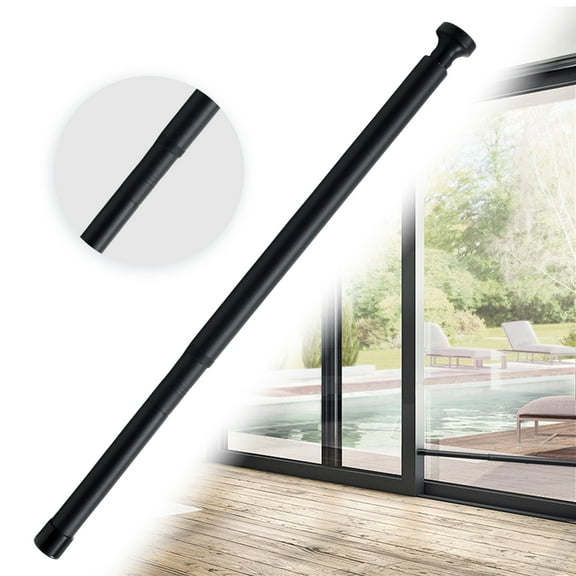 FENHRTVM Sliding Door Security Bar Rotational Adjustable Length 22-50 Inches Easy Use for Window and Sliding Glass Door Sturdy  Metal Black
