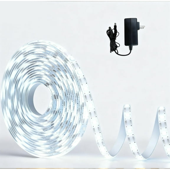 12V LED Strip Light 5mm Width, CRI 90 , 6000K 5M/16.4ft 600LEDs Flexible SMD2835 High Brightness IP20 Indoor LED Tape Lights for Bedroom Kitchen Party etc Decorate( Power Supply Included)