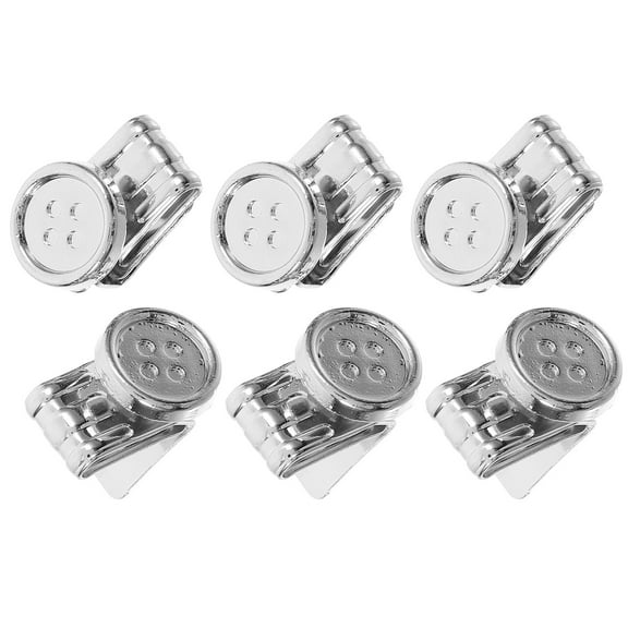 6 Pcs Bachelor Buttons for Suspenders Brace Clips Man Silver