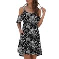 thumbnail image 5 of Women's Casual Tennis Dress for Summer Lightweight Spaghetti Strap Cold Shoulder Ruffle Sleeve Dress with Pocket for Everyday Wear Black M, 5 of 6