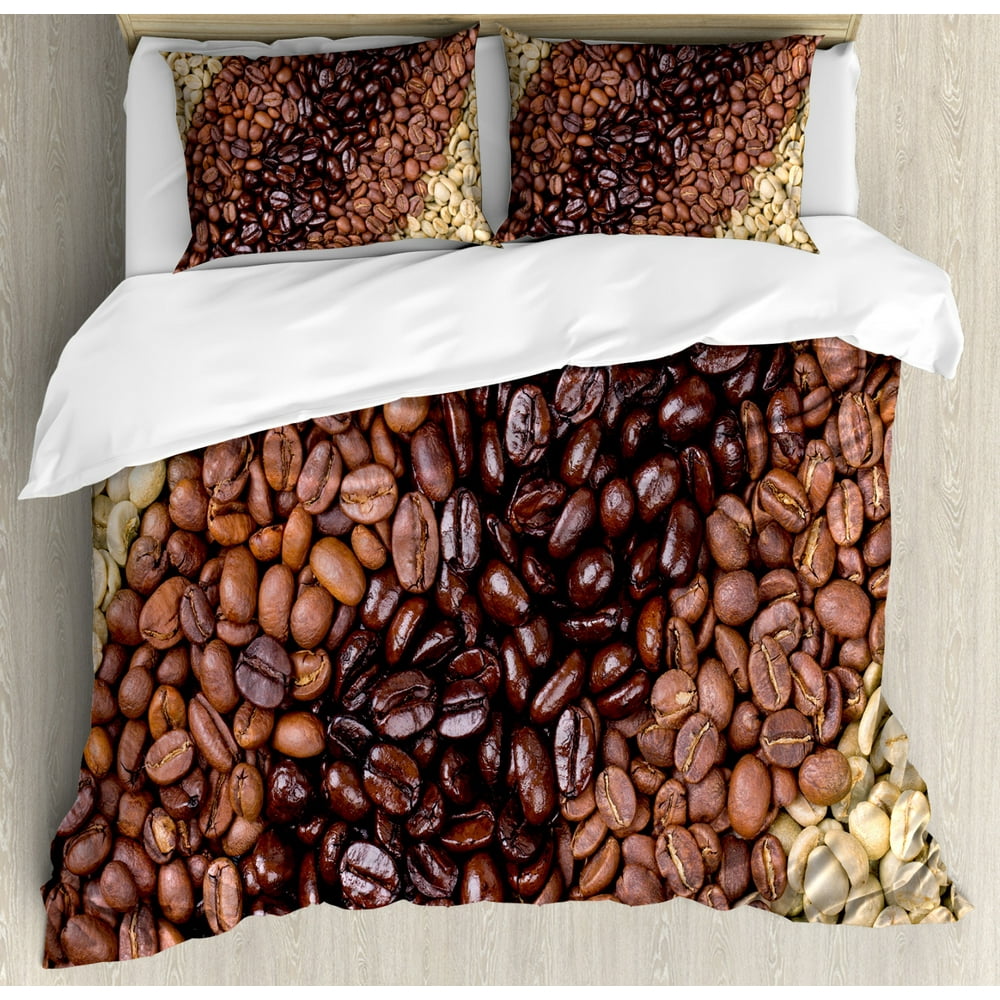 Coffee Duvet Cover Set, Selection of Fresh Roasted and Unroasted Coffee