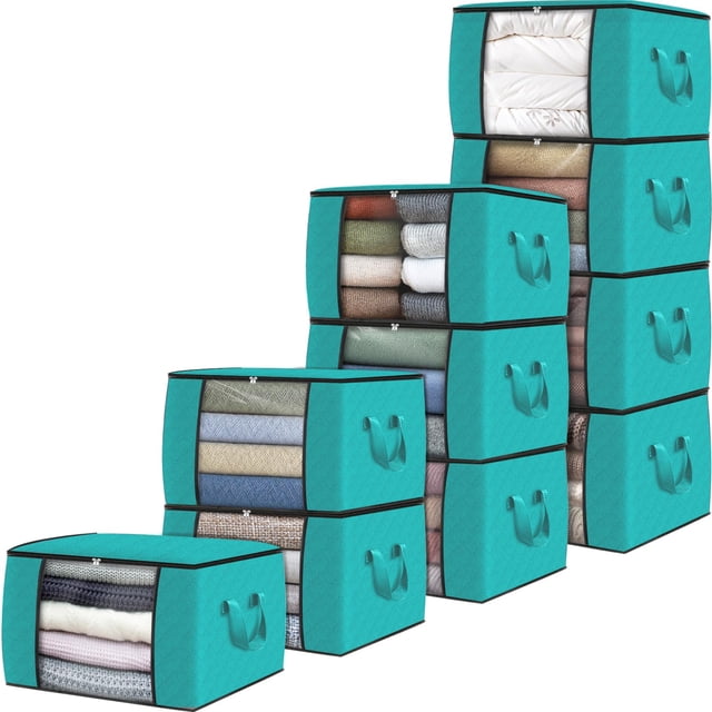 Bolsas de almacenamiento Fab Totes, paquete de 10 unidades de ropa, 60 litros de capacidad, color verde