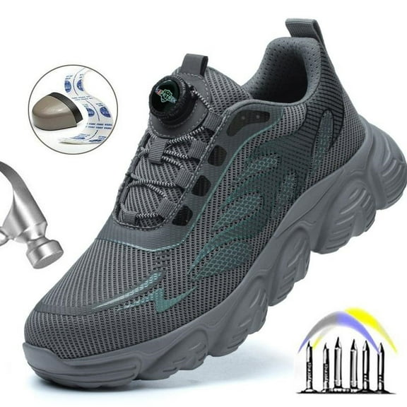 SAFETREK Men's Steel Toe Safety Shoes: Anti-Smashing Puncture-Proof Anti-Slip Work Boots, Lightweight Comfortable Slip-On, All-Season Protective Footwear for Industrial Work Outdoor Factory
