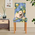 thumbnail image 4 of Yayeee 4 Pack Dining Chair Covers Stretch Parson Chairs Slipcovers Seat Protector, Green Lemon Plaid, 4 of 6