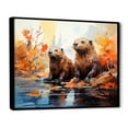 thumbnail image 2 of Designart "Beavers' Environment Illustration" Animals Beaver Floater Framed Canvas Wall Art, 2 of 5