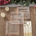 thumbnail image 2 of BalsaCircle 10 Pieces 7" Clear Rose Gold Trim Plastic Square Plates Disposable Tableware, 2 of 8