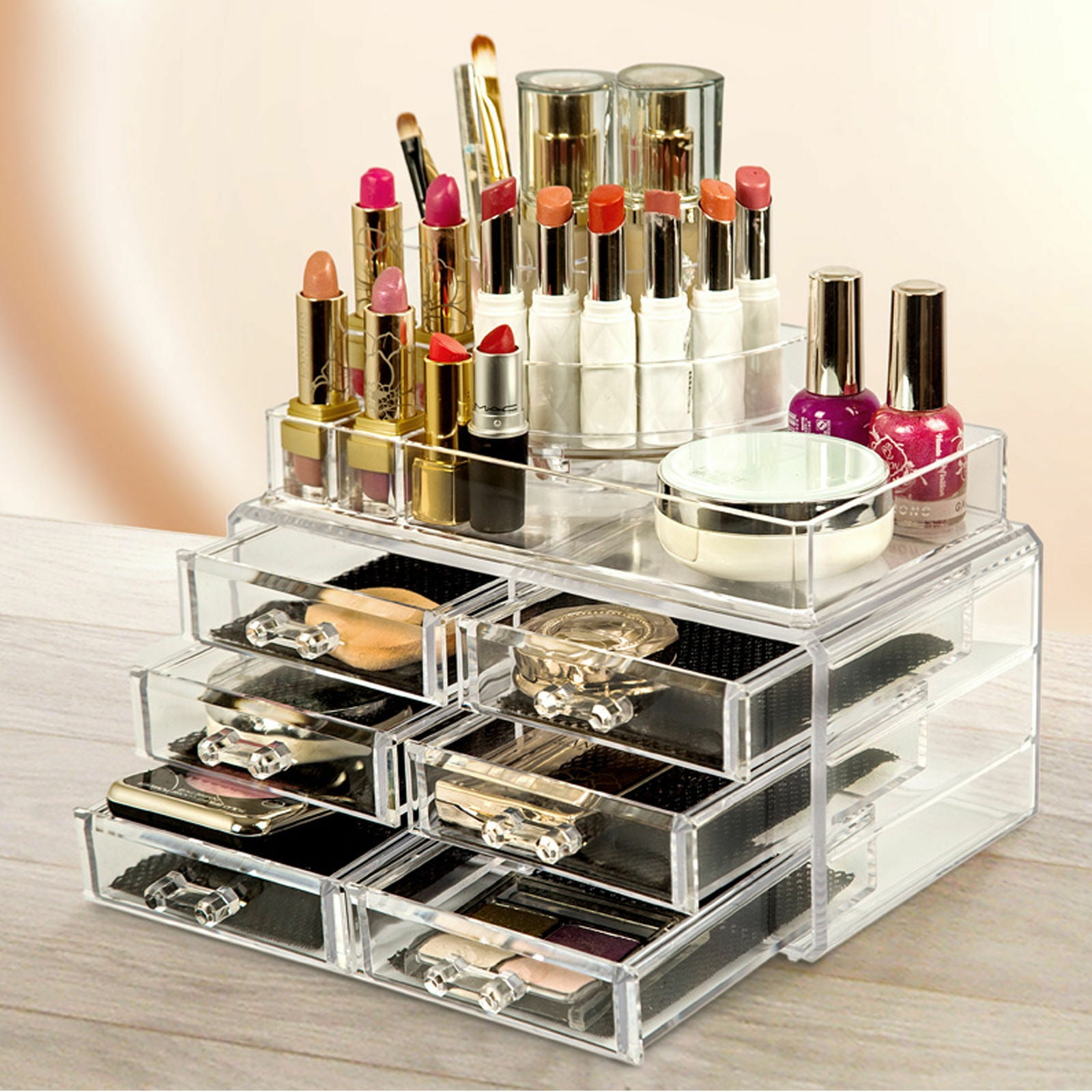 Zimtown Clear Cosmetic Makeup Organizer Display Acrylic Drawers Case Box Jewelry Storage