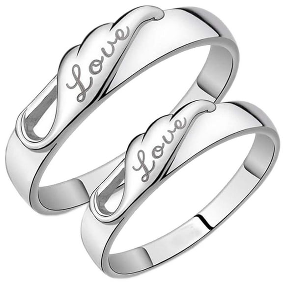 Joyeria Anillos LoveTwirls 1Par 2Pzas Talla 1x6.5 y 1x8mm 16.9 y 18.2Ø Circunferencia 53 y 57mm Circonia/Metal Plata.