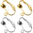 thumbnail image 1 of Paquete de 20 convertidores de pendientes con clip con lazo fácil de abrir para pendientes de bricolaje y convertir cualquier perno o perforado en un clip (dorado y plateado) JAMW Sencillez, 1 of 5
