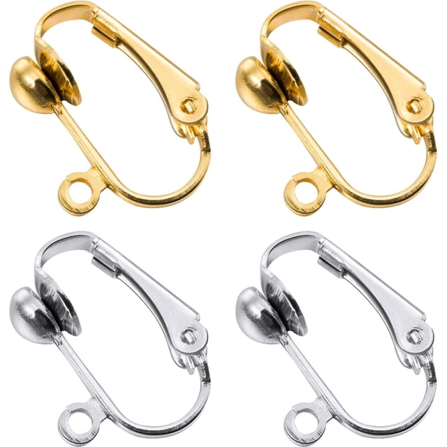 Paquete de 20 convertidores de pendientes con clip con lazo fácil de abrir para pendientes de bricolaje y convertir cualquier perno o perforado en un clip (dorado y plateado) JAMW Sencillez