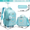 thumbnail image 3 of SWChildren's Wheeled Backpack Bag Set with Lunch Box School Rolling Backpack Bag with Wheels School Trolley Backpack Bag for Girls, 3 of 5