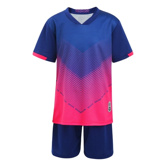 Sholeno Kids Boys Jerseys Shirts and Shorts Set Basketball Football Exercise Sportswear Royal Blue XS