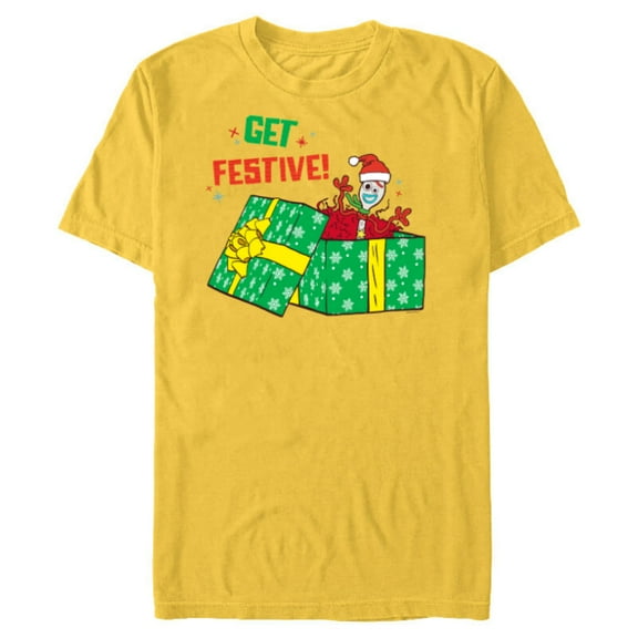 Disney PIXAR Toy Story Forky Get Festive! Holiday Gift - Short Sleeve Blended T-Shirt for Adults - Customized-Yellow