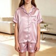 thumbnail image 7 of ATOGUTA Girl's 2 Piece Lounge Set Size 5T-16 Button Down Shirts and Shorts Casual 2 Piece Home Clothing Set Hot Pink, 7 of 7