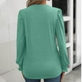 thumbnail image 4 of Abomasnow 2025 Fall Long Sleeve Tops for Womens Casual V Neck Pleated Front Shirts Solid Smocked Cuffs Sleeves Tunic Blouse Casual Loose Fashion T Shirts, 4 of 6