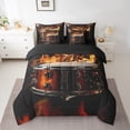 thumbnail image 2 of Erosebridal Fire Drumset Bedding Twin Size, Jazz Drum Comforter Sets with Sheets, Music Theme Musician Bedroom Decor, Reversible 7pcs, 2 of 5