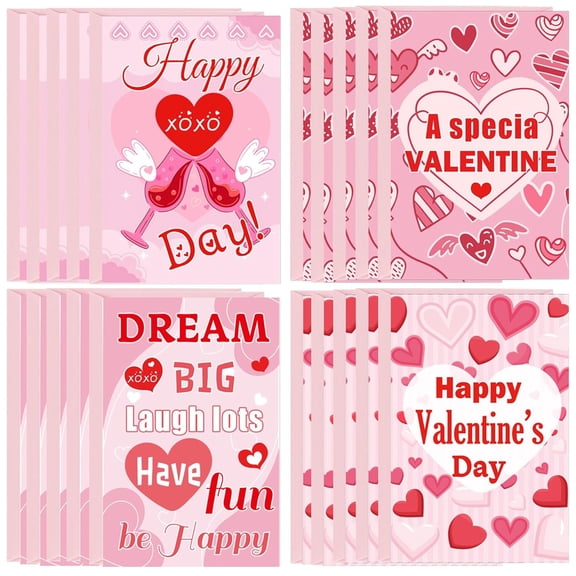 Happy Valentine's Day Cards 24 Pack Happy Heart Day Cards with Envelopes Valentine's Day Decorations Heart Card Heart Cards
