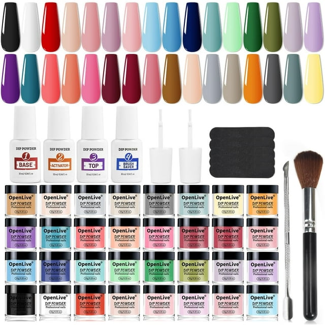 Kit de inicio en polvo para uñas Openlive de 32 colores con 36 botellas
