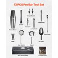 thumbnail image 2 of VEVOR Cocktail Shaker Set 13 Pcs Bartender Kit Stainless Steel Bar Tool Set Gunmetal, 2 of 9