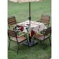 thumbnail image 3 of Outdoor Tablecloth with Umbrella Hole and Zipper, Beige Christmas Snowman Square Table Cloth 54x54 Inch Waterproof Tablecloth, Xmas Trees Winter Snowflake Picnic Table Cover for Patio Camping, 3 of 7