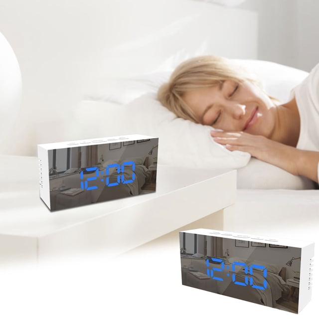 NARABB Digital Alarm Clock With Large Screen LED Display With Makeup Mirror 3- Brightness USB Port For Home Decoration