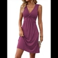 thumbnail image 2 of Vestidos de Verano para Mujer, con Escote en V y Nudo Frontal, Sin Mangas, Corte A, para Fiestas en la Playa o Vacaciones Rosa Roja S, 2 of 9