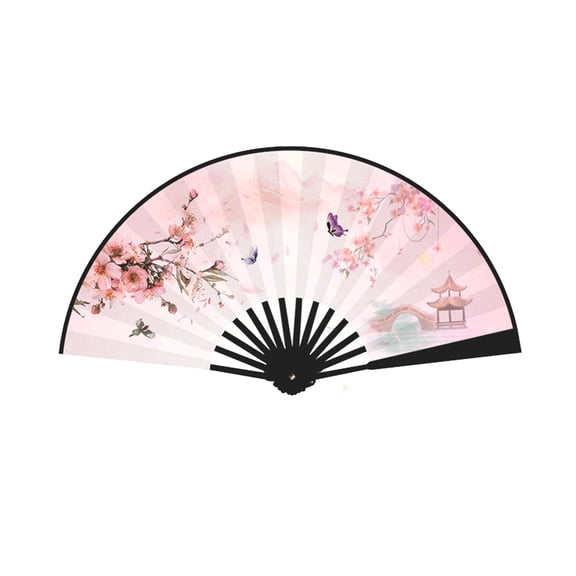 Luoshdecor Small Folding Fan Hand Fan Vintage Chinease Floral Bamboo Fans with Tassel for Dance, Performance, Wedding, Party,Gift