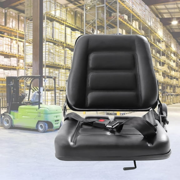 Universal Fold Down Forklift Seat, Adjustable Forklift Seat Replacement w/Safety Belt for Tractor Excavator Skid Loader Backhoe Dozer Telehandler