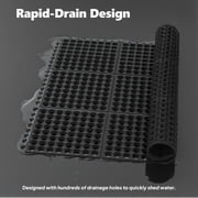 Ktaxon 36 x 36 Rubber Floor Mat with Drainage Holes, Anti-Fatigue Non-Slip Drainage Mat Entry Door Mat for Kitchen Restaurant, Black