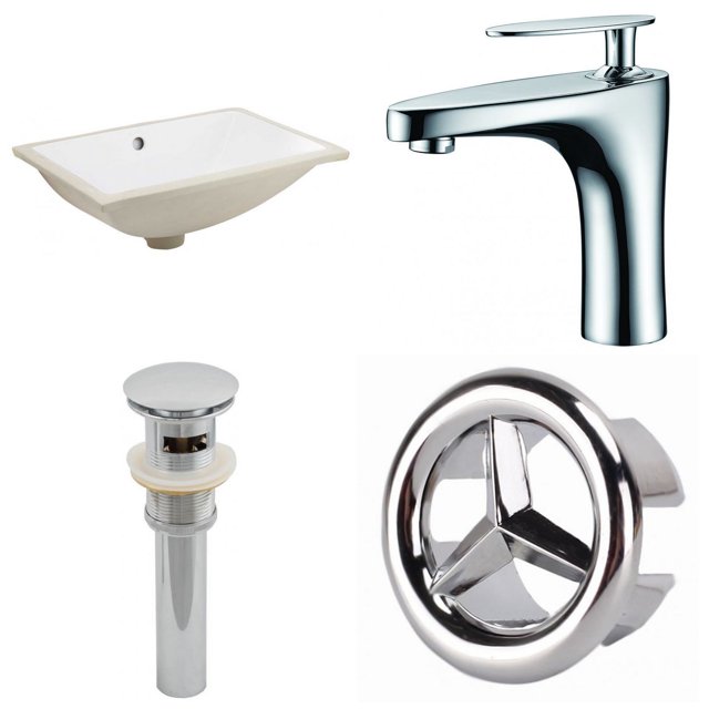 20.75-in. W CUPC Rectangle Bathroom Undermount Sink Set In White - Chrome Hardware - Overflow Drain Incl. AI-26062