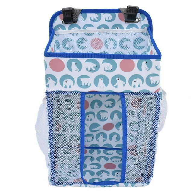 Cotton Baby Bed Hanging Bag Multifunctional Crib Storage Bag Diaper Storage Organizer (Green Polar Bear)