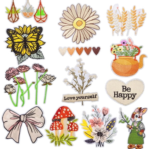 Boho Iron on Patches Flowers Sew On Patches Repair Appliques for DIY Clothes Hats Jeans Jackets Backpacks Decorations