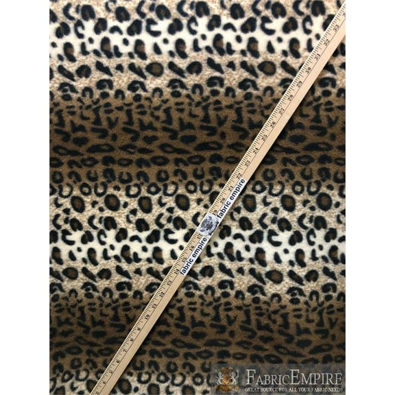 Fleece Printed Fabric LEOPARD LIGHT BROWN STRIPES / 58" Wide / Sold by the yard