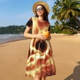 thumbnail image 4 of Daiia orange lightning Print Women's Dresses 2025 Trendy Short sleeve Dresses Casual Baggy Flowy Maxi Sun Dresses, 4 of 6