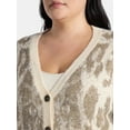 thumbnail image 3 of Terra & Sky Women's Plus Animal Print Cardigan Sweater, Lightweight, Sizes 0X-5X, 3 of 5
