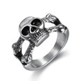 thumbnail image 1 of Anillo de calavera de acero inoxidable vintage para hombre y mujer, estilo rock punk, joyería para los dedos., 1 of 4