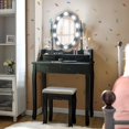 thumbnail image 2 of Giantex Vanity Table Set, Makeup Dressing Table w/Cushioned Stool & Lighted Mirror, Black, 2 of 9