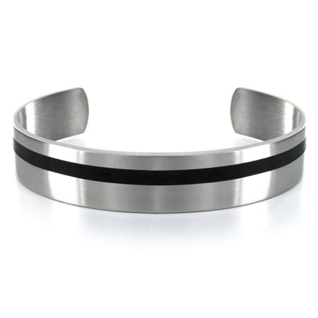 West Coast Jewelry Crucible Black Plated Stainless Steel Cuff Bracelet