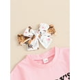 thumbnail image 6 of Nygoyerh Toddler Baby Girls Casual Long Pants Sets 6M-4T Short Sleeve Letter Print T-shirt + Floral Print Flared Pants + Headband 3Pcs Kids Cute Summer Outfits, 6 of 9
