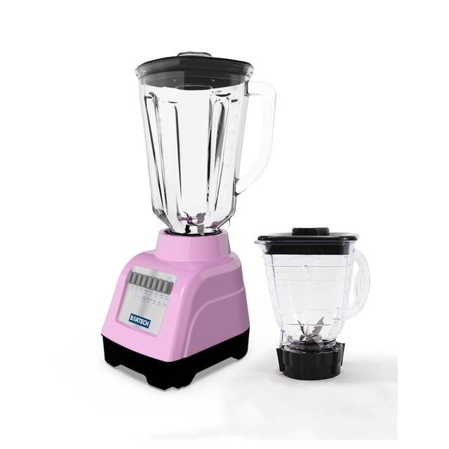 Licuadora Bartech 10 Vel 750w Vaso Vidrio 2 lts + Vaso Plastico Procesador 700 ml Rosa