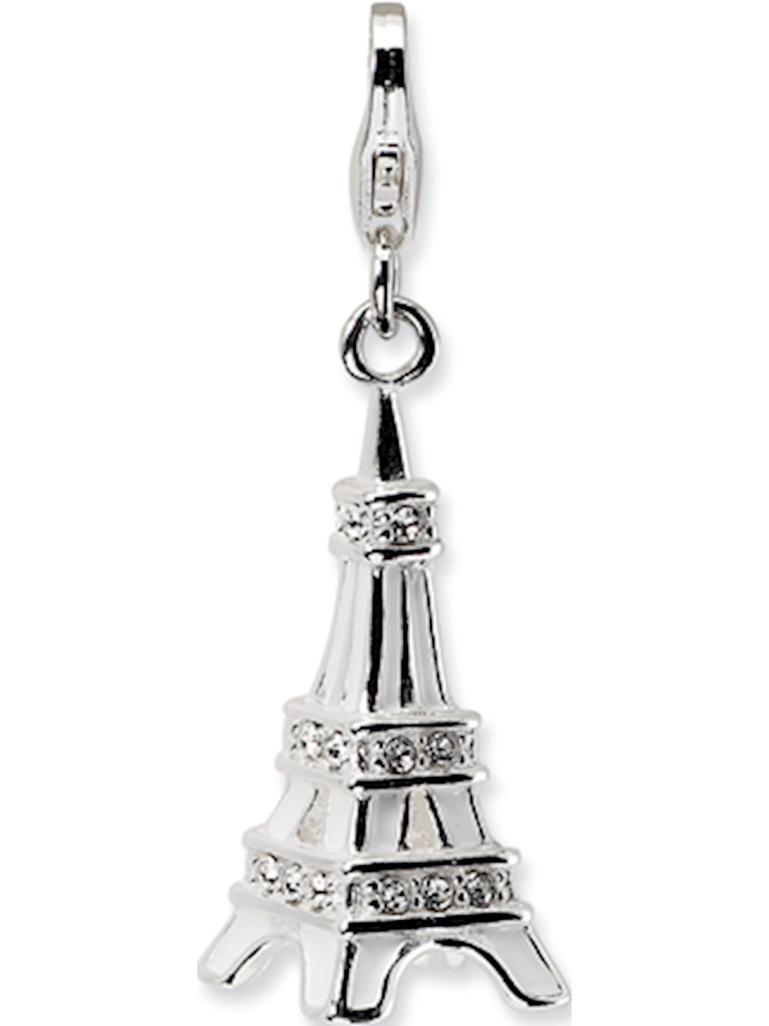 925 Sterling Silver 3-D Enamel Swarovski Element Eiffel Tower w/Lobster ...