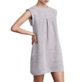 thumbnail image 2 of Sakmal Spring Dresses Cotton Line Sundress Mini Dress Sleeveless Solid Crew Neck Dresses, 2 of 6