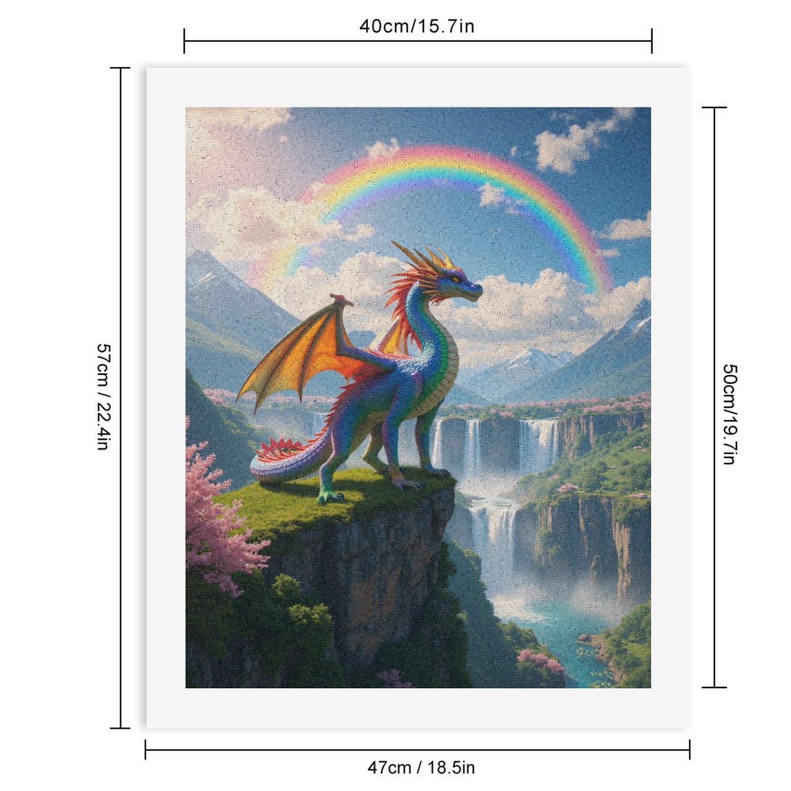 Paint By Numbers Kit for Adults Beginner - DIY Majestic Dragon Over Cliff Rainbow Canvas Painting Kits for Adults, Frameless Paint By Number for Adults for Home Wall Decor 16x20 Inch