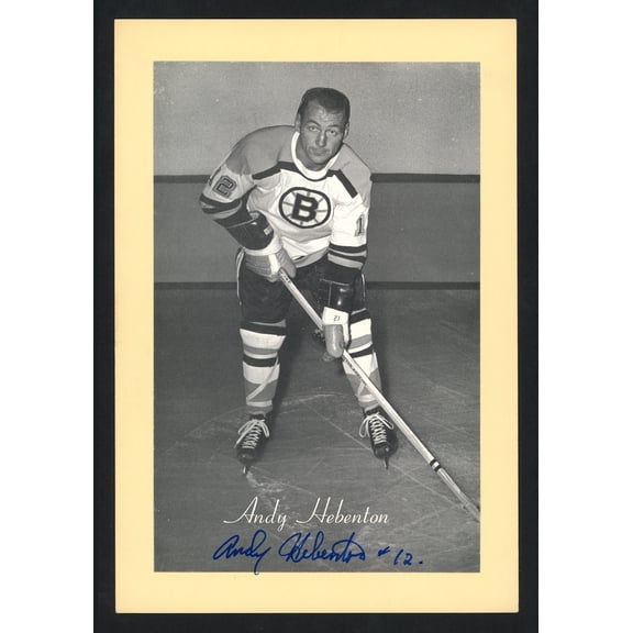 Andy Hebenton Autographed 1944-63 Beehive 4.5x6.5 Photo Boston Bruins SKU #160637