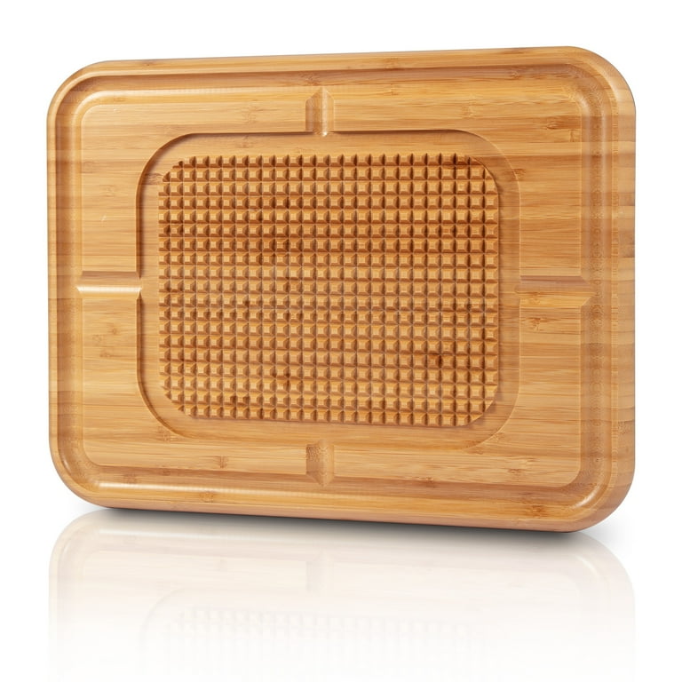 Large Wood Cutting Board for Kitchen 14x11 inch - Bamboo Chopping Board  with Juice Groove - Wooden Serving Tray