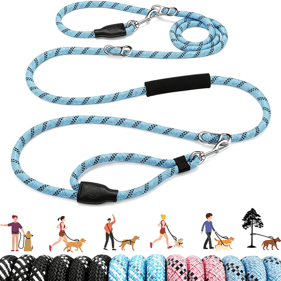 GASTROPOD Hands Free Dog Leash,10Ft Adjustable Training Lead 1/2In Nylon Heavy Duty Lead No Pull for Large Medium Dogs,Tangle Free Reflective Waist-Leash for Walking Running,(Bl,Plus Handle)