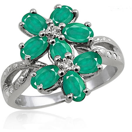 JewelersClub 1.84 Carat Emerald Gemstone and Accent White Diamond Ring
