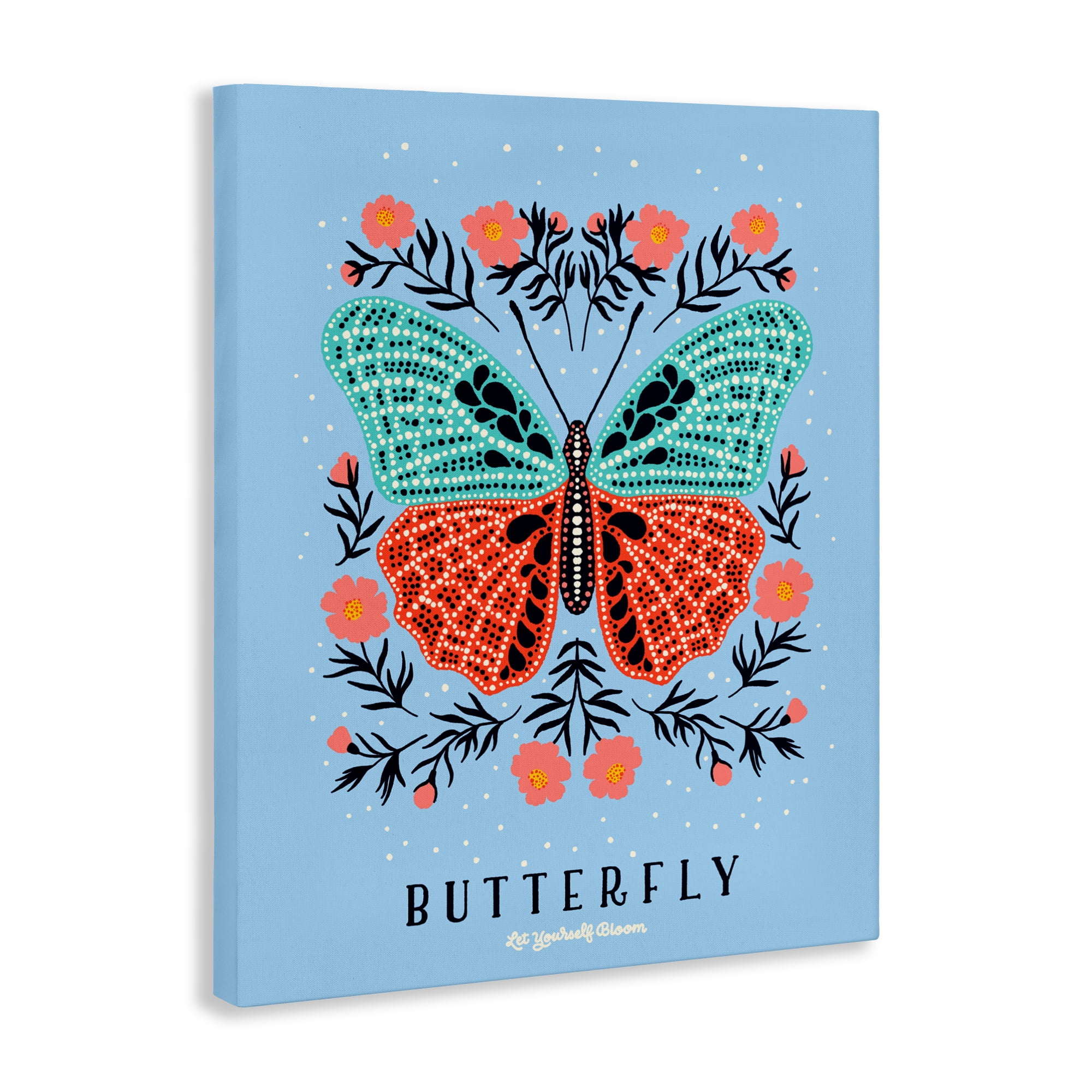 Stupell Industries Butterfly Symmetry on Blue Canvas Wall Art, design by Indira Prieto | IndySign