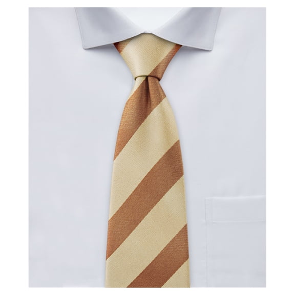 Jacob Alexander Men's Stripe Tonal Pre-Tied Zipper Neck Tie - Vegas Gold